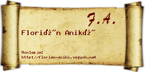 Florián Anikó névjegykártya