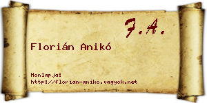 Florián Anikó névjegykártya